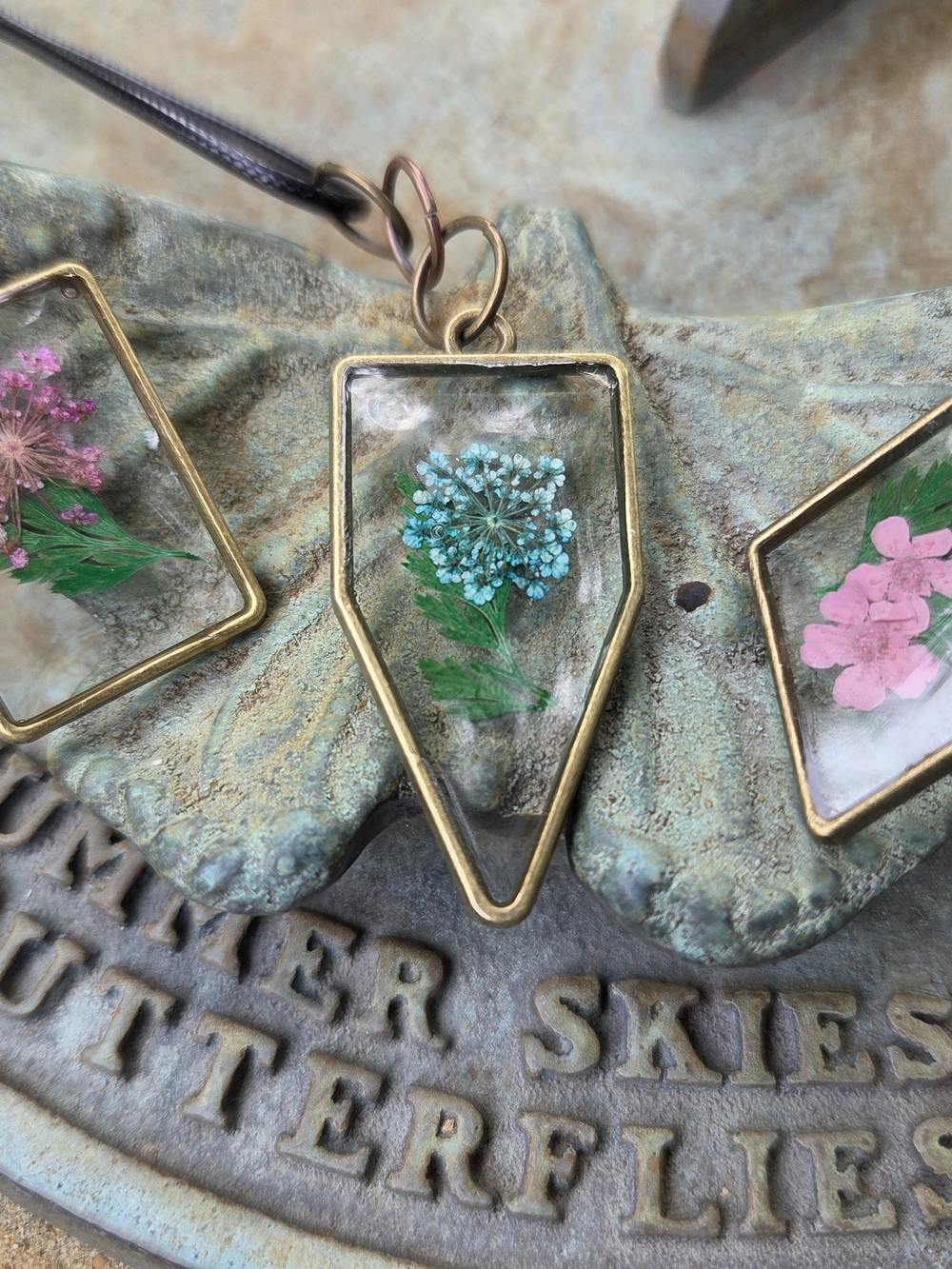 Handmade Resin Jewlery With Real Blue Flower